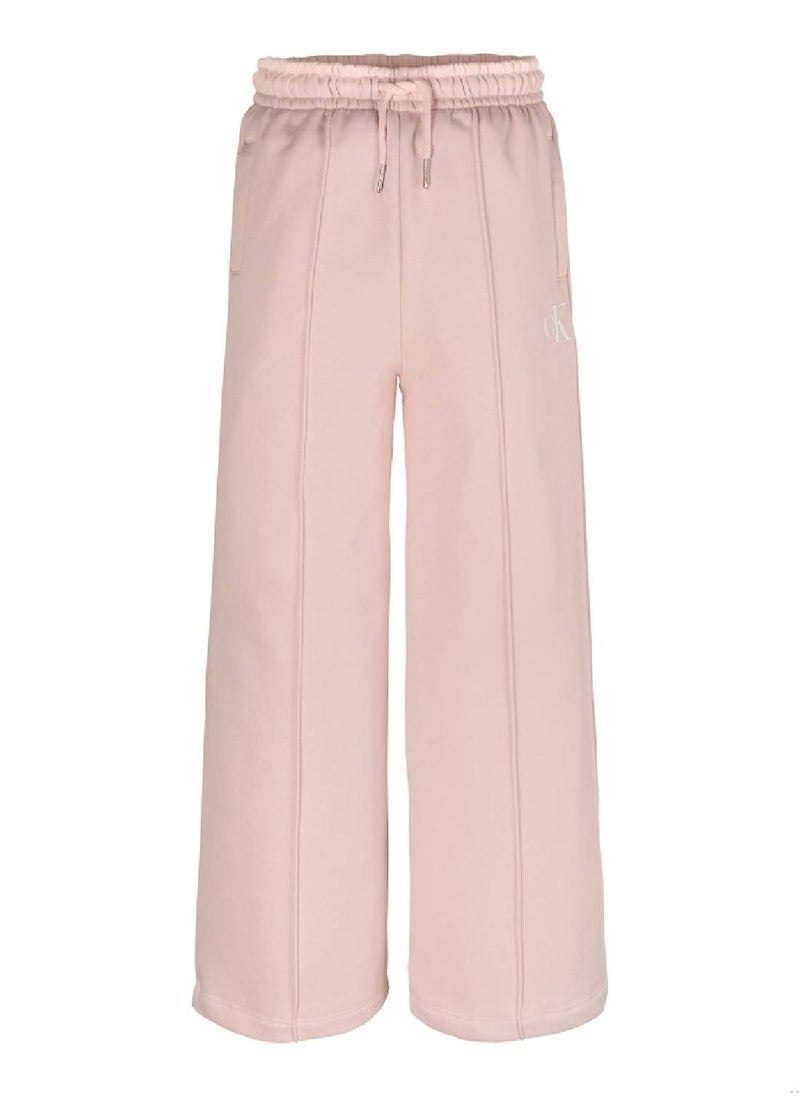 Calvin Klein Jeans Girls' Wide Leg Sweatpants - Cotton, Pink  - Image 2