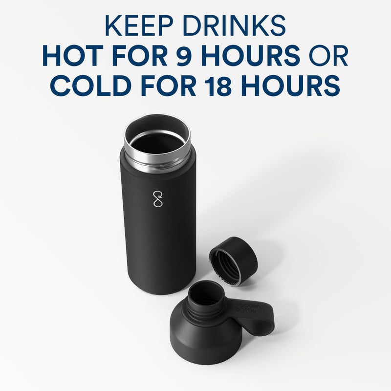 Ocean Bottle - Recycled Stainless Steel Drinks Reusable Water Bottle - Eco-Friendly & Reusable - Obsidian Black - 34 oz - Image 5