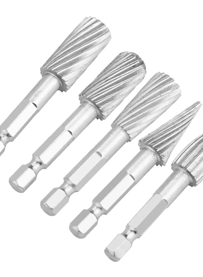 GGOOT 5pcs 1/4inch Hex Shank High Speed Steel Burrs Rotary Files Tools for Aluminum and Iron Hardware  - Image 1