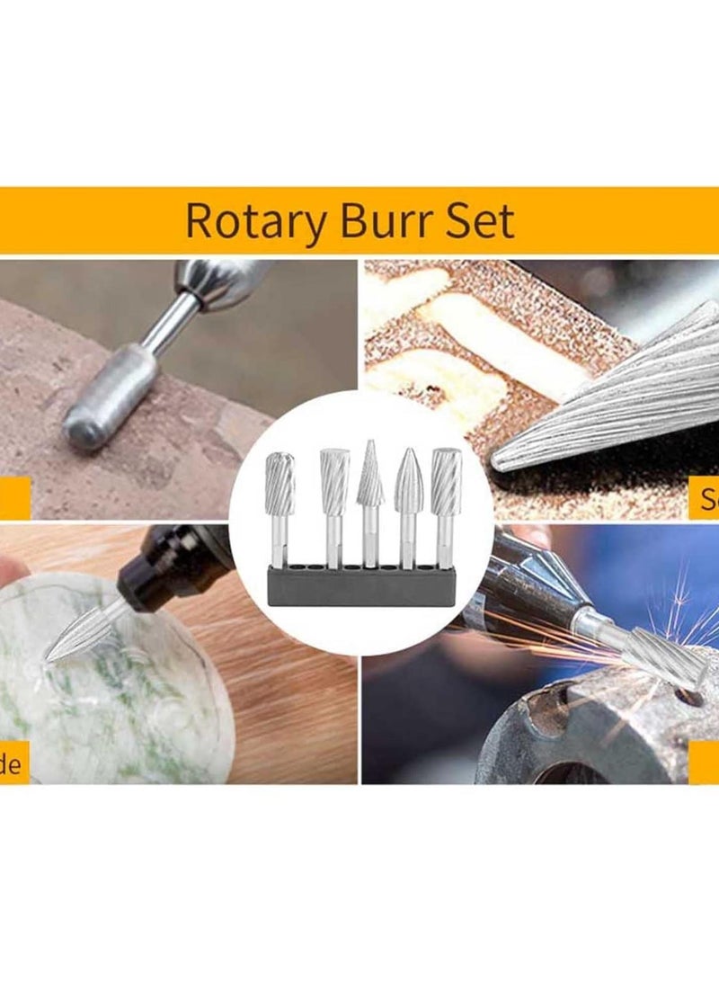 GGOOT 5pcs 1/4inch Hex Shank High Speed Steel Burrs Rotary Files Tools for Aluminum and Iron Hardware  - Image 4