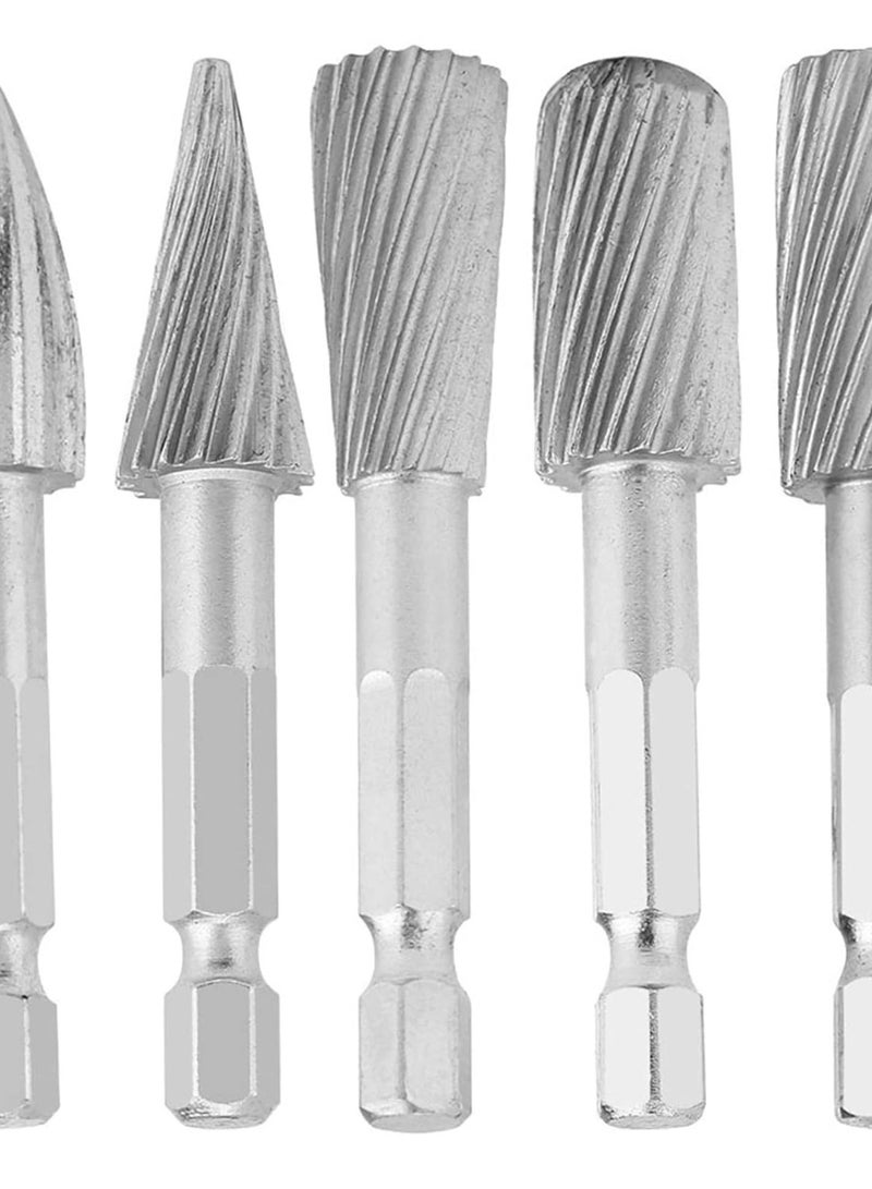 GGOOT 5pcs 1/4inch Hex Shank High Speed Steel Burrs Rotary Files Tools for Aluminum and Iron Hardware  - Image 5