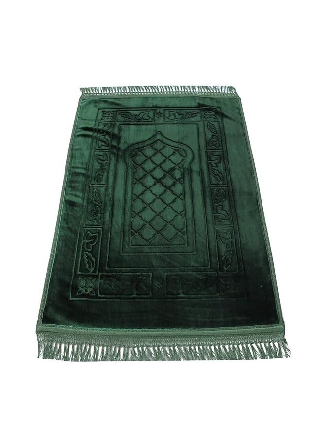 ماهمير سجادة صلاة علوية مخملية مضادة للانزلاق مقاس 70x110 سم (أخضر) - Image 1
