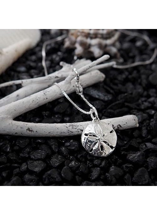 Hawaiian Silver Jewelry - Pendant Necklace - 18 Inch Sand Dollars Pendant Charm - Premium Sterling Silver Craftsmanship - Modern And Elegant - Comfortable Women Jewelry Necklace - Image 1