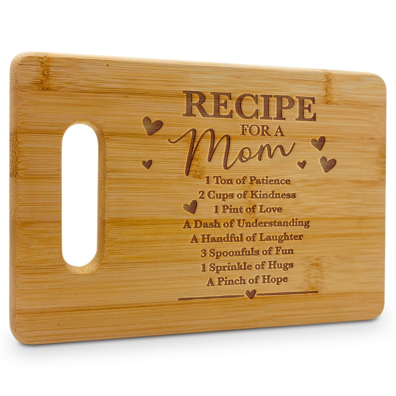 On The Rox Gifts for Mom  Recipe For A Mom Bamboo Engraved Personalized Cutting Board 9x6  Birthday Gifts for Mom from Daughters  Mothers Day Grandmother Grandma Gifts
