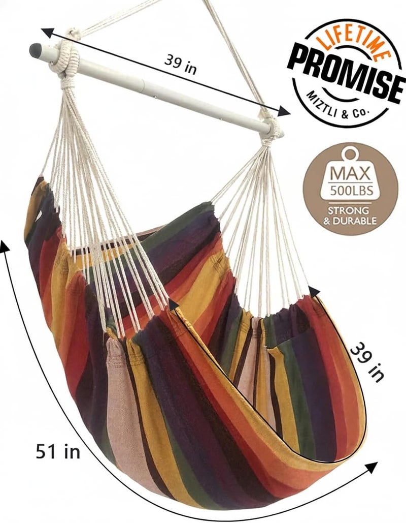 MIZTLI Hammock Chair Swing Indoor Hammock for Bedroom - Max 500 Lbs－Steel Spreader Bar with Anti-Slip Rings-Indoor & Outdoor - Image 4