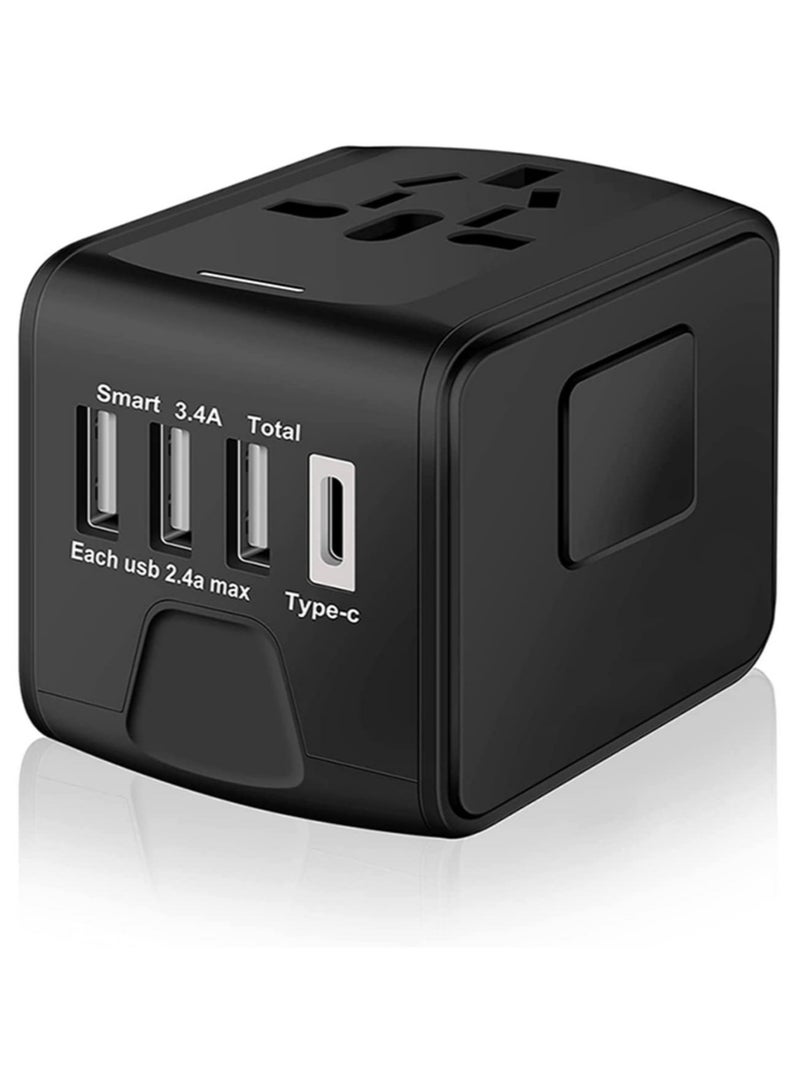 ELTRAZONE Universal International Travel Power Adapter W/High Speed 2.4A USB, 3.0A Type-C Wall Charger, European Adapter, Worldwide AC Outlet Plugs Adapters for Europe, UK, US - Image 1