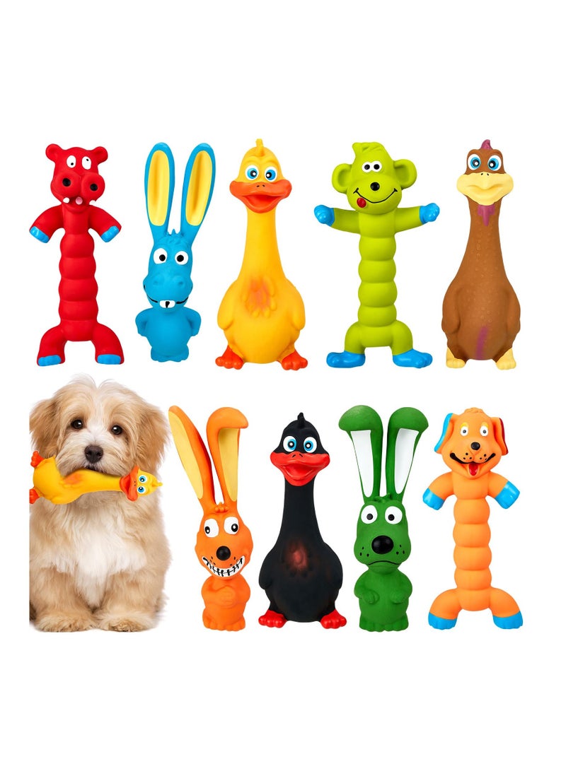SOLARAE 7 Inch Squeaky Latex Dog Toys Standing Stick Soft Rubber Dog Chew Toy Animal Puppy Fetch Interactive Play Toy Assorted Animal Pet Toys for Small Medium Large Dogs Assorted Color(Set of 9) - Image 1