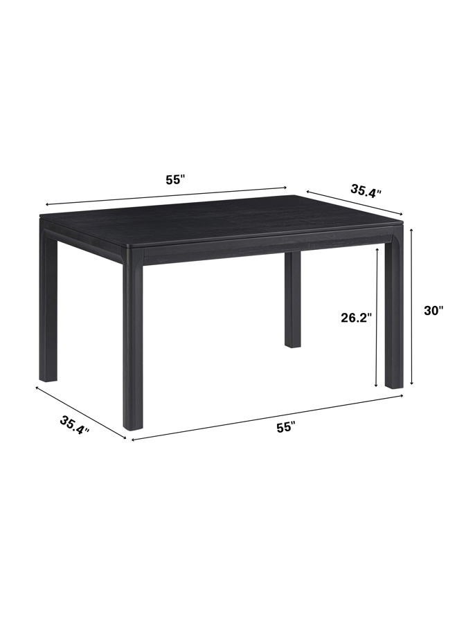 NTC Flow 55 Inch Modern Farmhouse Dining Table, Rectangular Dinner Table for Dining Room, Living Room Furniture, Effortless Assembly, Burnt Black - Image 2