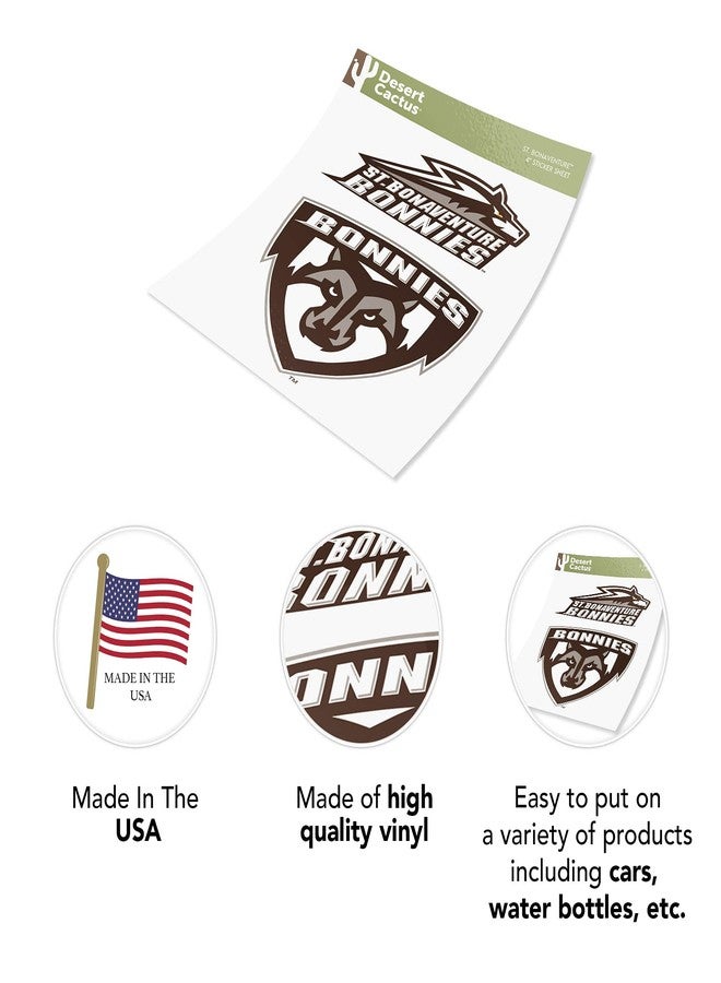 Desert Cactus St. Bonaventure University Sticker St. Bonaventure Bonnies Vinyl Decal Laptop Water Bottle Car Scrapbook Sheet (4 Inch Set V1) - Image 5
