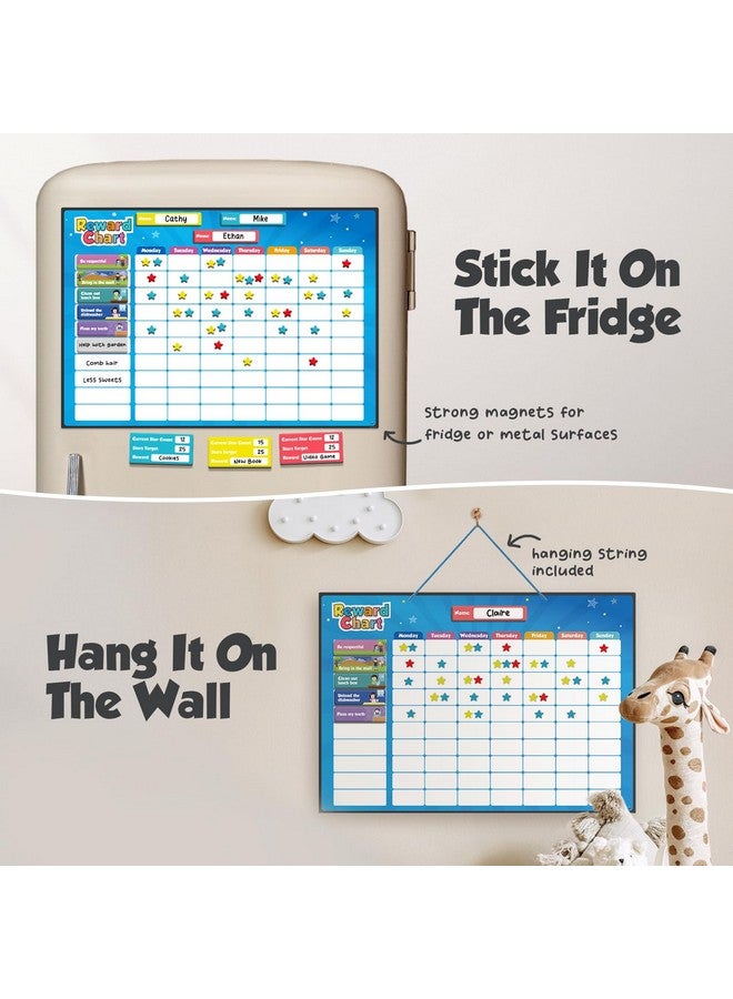 Inamio Reward Chart For Kids-80+Chores,Magnetic Chore Chart For Multiple Kids-Up To 3 Toddlers For Home Learning-Daily Star Chart For Classroom,Potty Training,Childrens Routine Or Behavior Training - Image 3