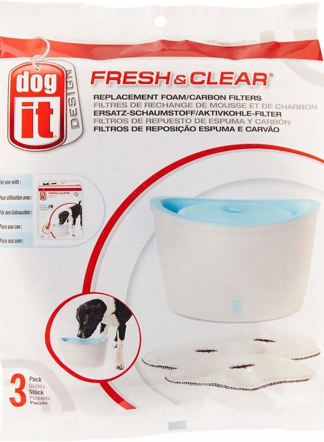 Dogit Replacement Drinking Water Fountain Filters, 3-Pack – Replacement Filters for Dogit Fresh & Clear Drinking Water Fountain and ZEUS H2EAU Elevated Dog and Cat Drinking Water Fountain - Image 1