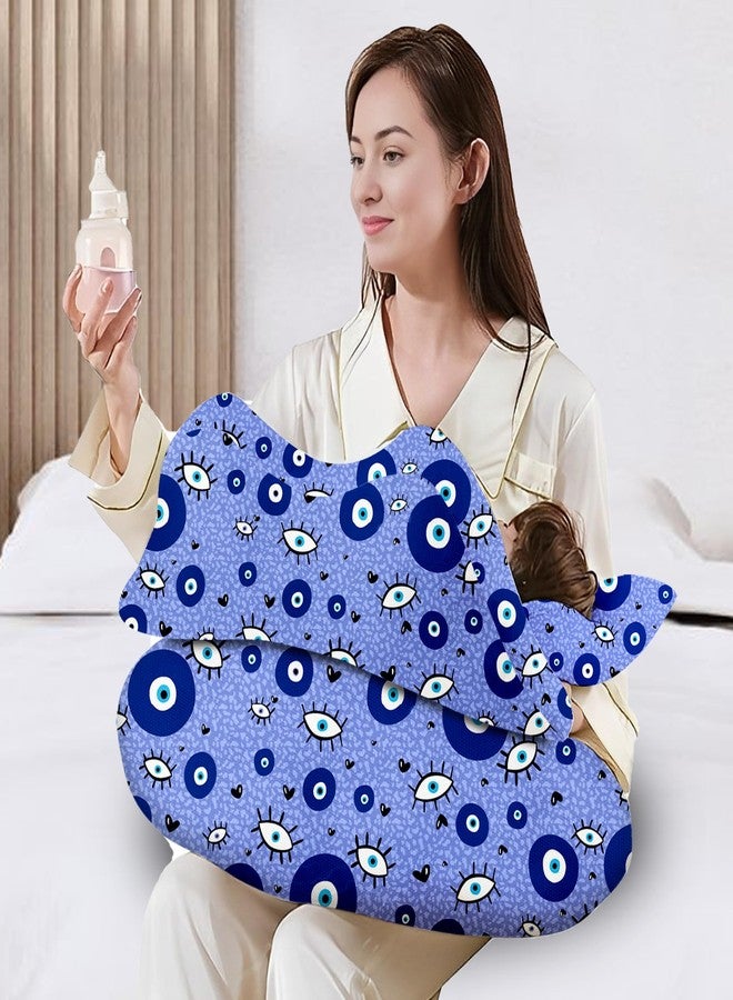 Liltoes Nursing Pillow for Breastfeeding, Plus Size Breast Feeding Pillow with Security Fence Design for Extra Baby Support, Adjustable Waist Strap | Baby Pillow (Nazar Battu) - Image 1