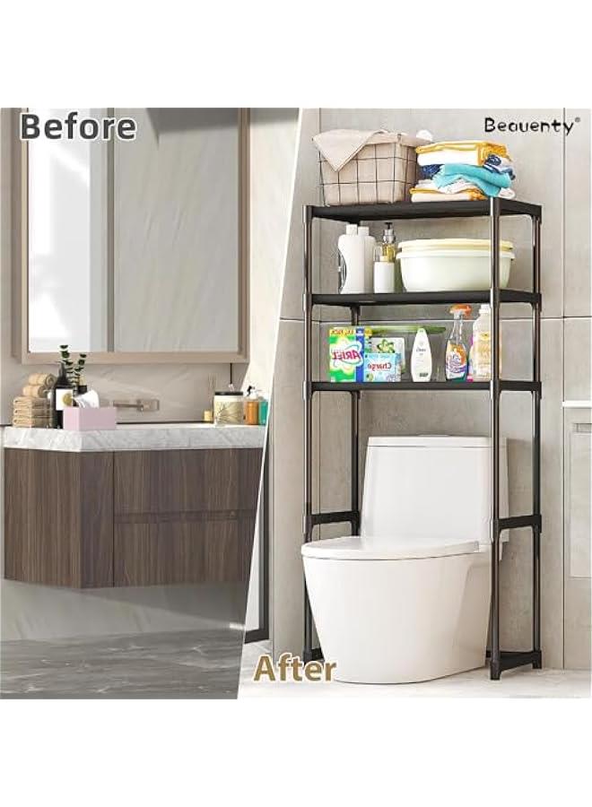 MIXDE Over the Toilet Storage Rack, 3-Tier High Capacity Bathroom Storage Shelf with Thickened Steel Pipe, Space-Saving Bathroom Organizer Rack for Home, Hotel - Image 3