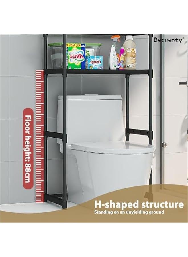 MIXDE Over the Toilet Storage Rack, 3-Tier High Capacity Bathroom Storage Shelf with Thickened Steel Pipe, Space-Saving Bathroom Organizer Rack for Home, Hotel - Image 5