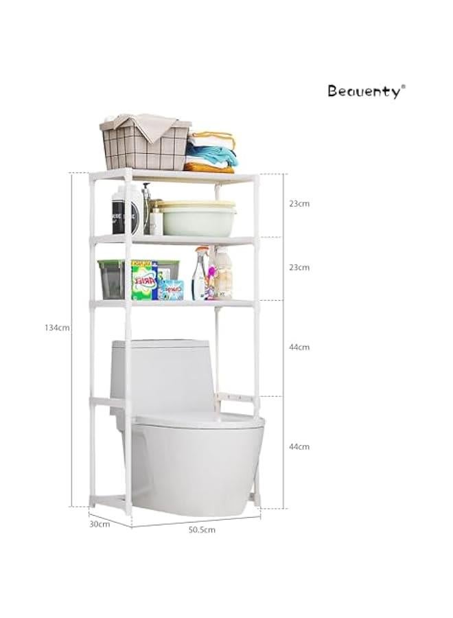 MIXDE Over the Toilet Storage Rack, 3-Tier High Capacity Bathroom Storage Shelf with Thickened Steel Pipe, Space-Saving Bathroom Organizer Rack for Home, Hotel - Image 2