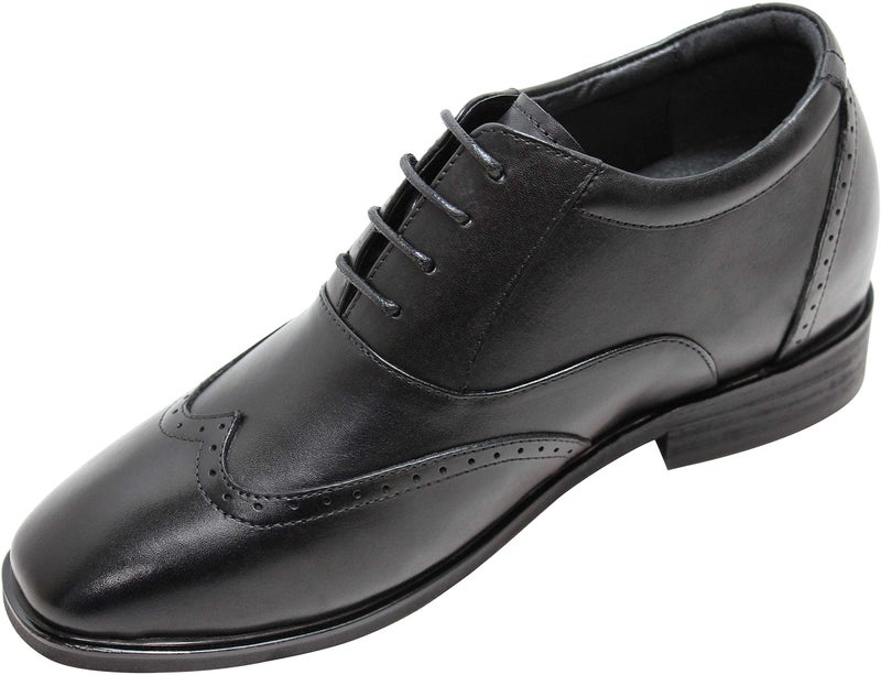 CALTO Men's Invisible Height Increasing Elevator Shoes - Black Leather Lace-up Brogue Wing-tip Oxfords - 3.2 Inches Taller - G51123 - Size 11 D(M) US - Image 2