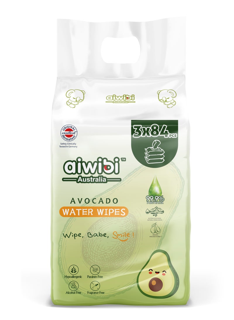 aiwibi 99.9%  Avocado Wet Wipes 84 Pcs - Pack of 3 - Image 1