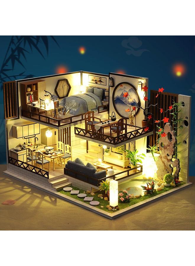 Bluejw Chinese Style National Tide Ancient Style Plain Elegant Building Assembled Model DIY Cabin Interesting Ya Mo Xiang Bamboo Rhyme - Image 1