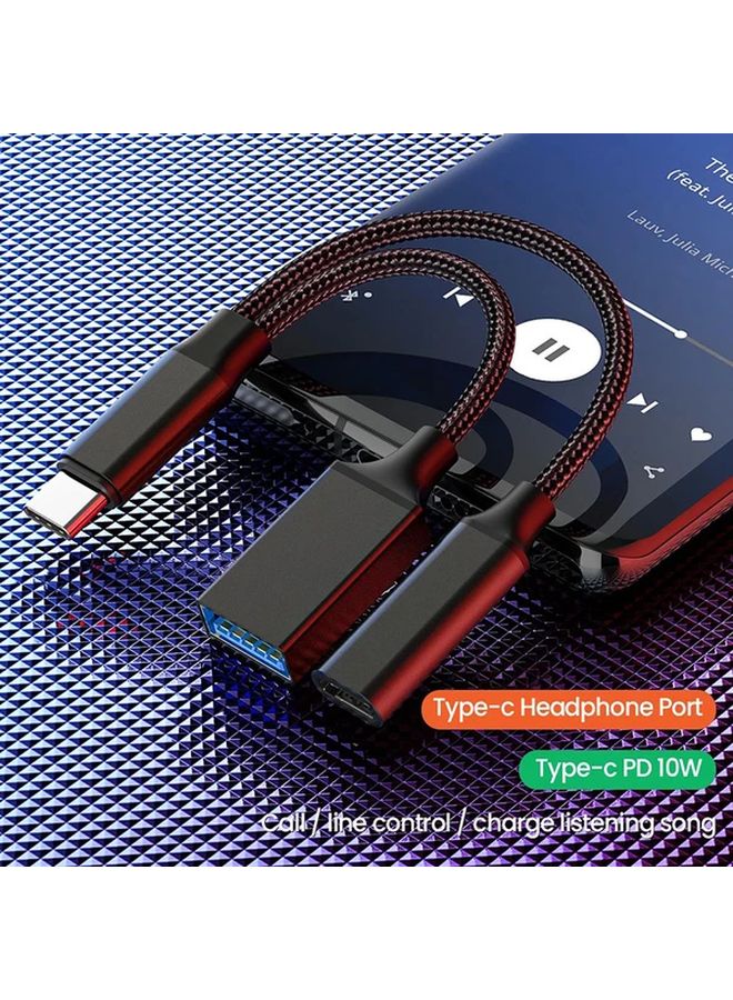 محول رمادي 2 في 1 من Type C إلى USB A مع تقنية OTG لنقل البيانات، مناسب لآيفون 15 و16 برو وماك بوك وسامسونج وهواوي وشاومي مع كابل شحن سريع - Image 4