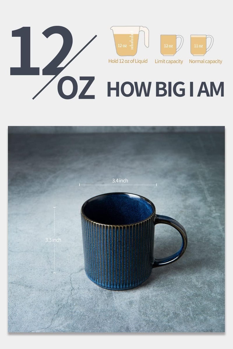 famiware Coffee Mug Set for 6 Star 12 oz Catering Mugs Cup Set with Handle for Coffee Tea Cocoa Milk  Ceramic Stoneware Drinkware Set Nebulas Blue - Image 4