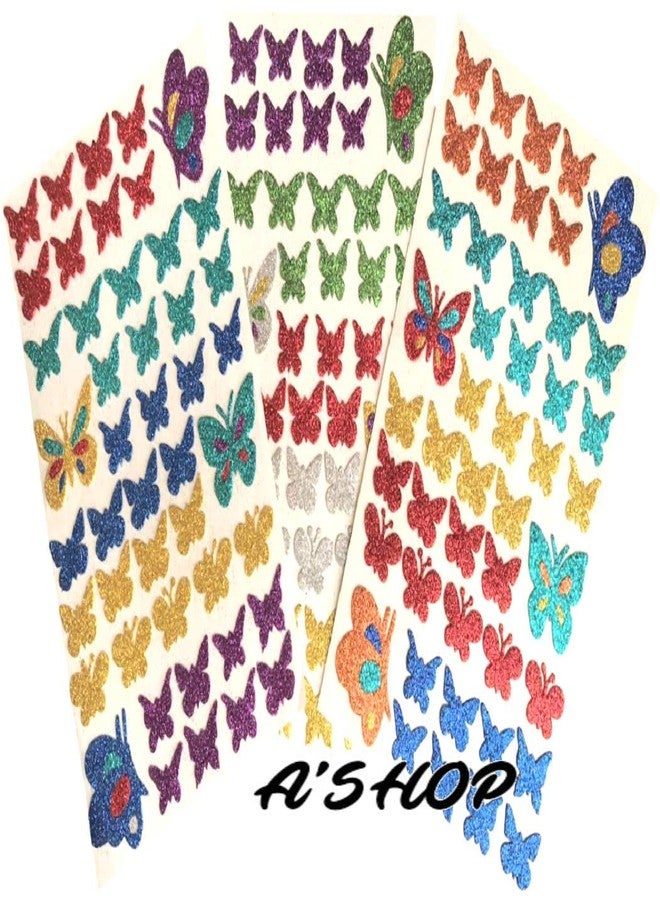A'SHOP Glitter Foam Self Adhesive Butterfly Stickers for Art and Craft for Kids - Set of 3 Sheets - Image 3