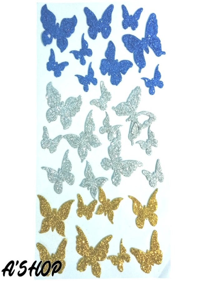 A'SHOP Glitter Foam Self Adhesive Butterfly Stickers for Art and Craft for Kids - Set of 3 Sheets - Image 4
