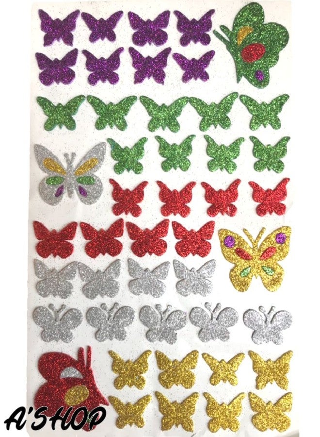 A'SHOP Glitter Foam Self Adhesive Butterfly Stickers for Art and Craft for Kids - Set of 3 Sheets - Image 5