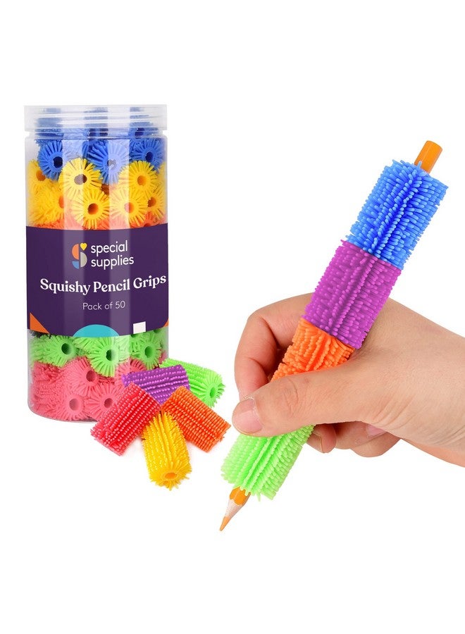 Special Supplies 50 Squishy Pencil Grips For Kids And Adults - Colorful, Cushioned Holders For Handwriting, Drawing, Coloring - Ergonomic Right Or Left-Handed Use - Reusable (50-Pack)  - Image 1