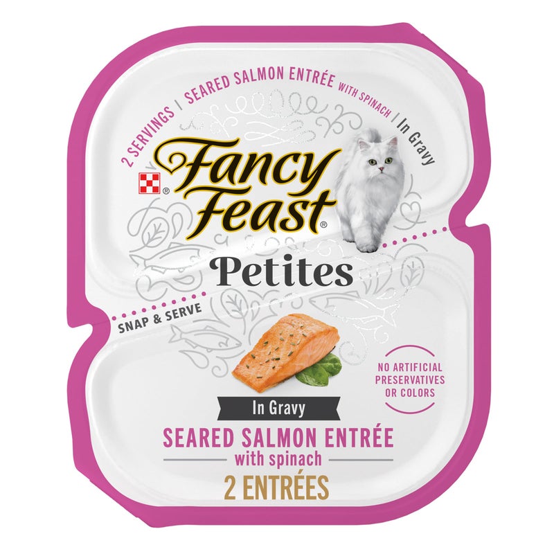 Fancy Feast Purina Fancy Feast Petites Seared Salmon Entree With Spinach in Gravy Gourmet Wet Cat Food - (Pack of 12) 2.8 oz. Tubs - Image 1
