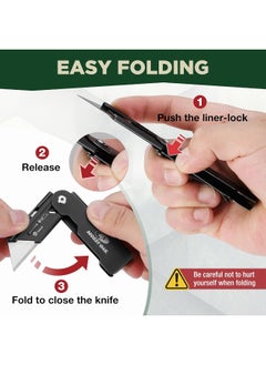 2-Pack Folding Pocket Utility Knife Set, Quick Change Box Cutter With Frame Lock, Edc Foldable Razor Knife With Belt Clip, Stone Washed
