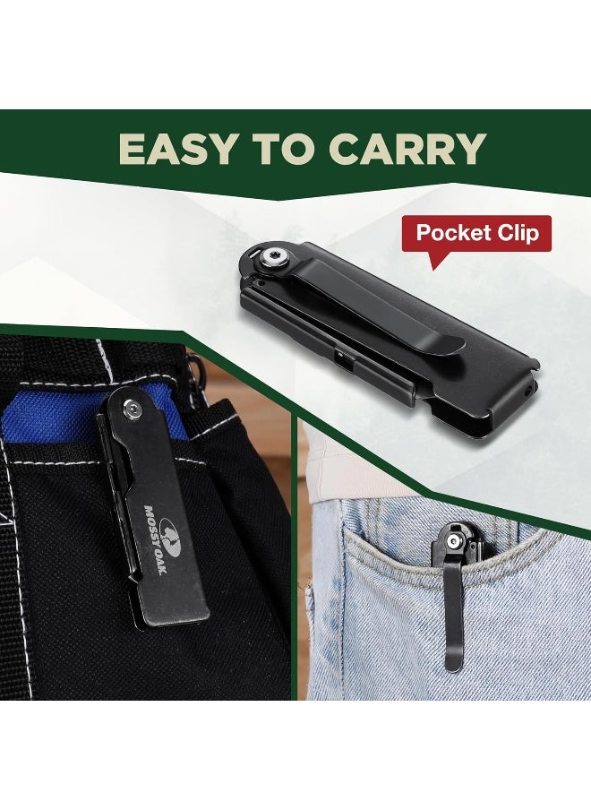 Mossy Oak - 2-Pack Folding Pocket Utility Knife Set, Quick Change Box Cutter With Frame Lock, Edc Foldable Razor Knife With Belt Clip, Stone Washed - Image 1
