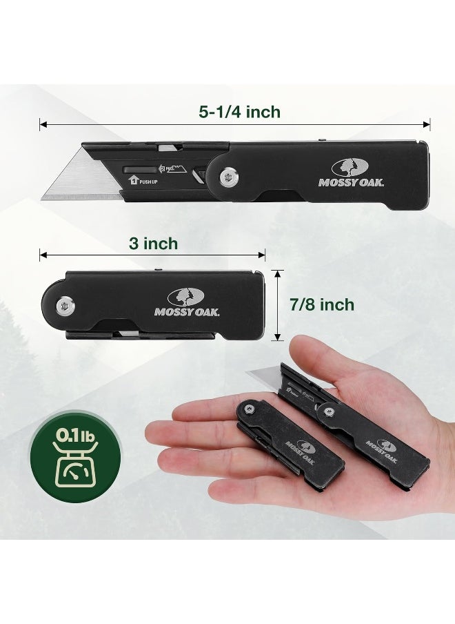 Mossy Oak - 2-Pack Folding Pocket Utility Knife Set, Quick Change Box Cutter With Frame Lock, Edc Foldable Razor Knife With Belt Clip, Stone Washed - Image 1