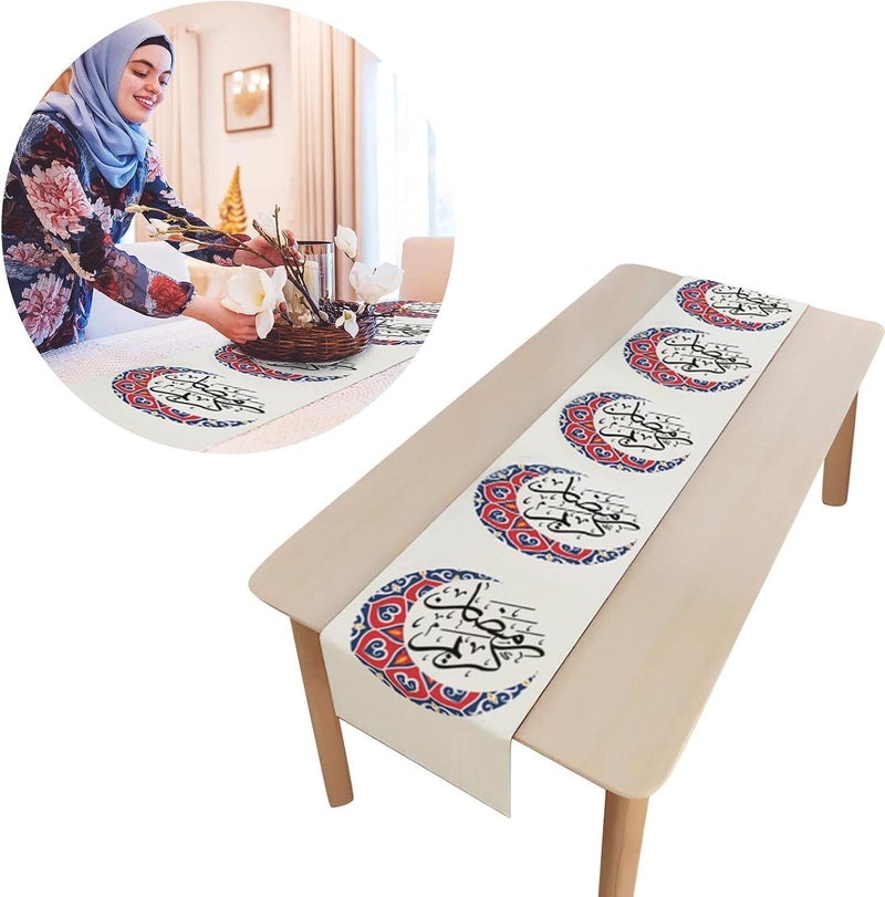 LOVNOV Eid Mubarak Table Runner Table Decorations - LOVNOV Ramadan Mosque Lattern Islamic Happy Ramadan Mubarak Party Supplies Decorations (33 x 180 cm, Moonlit) - Image 5