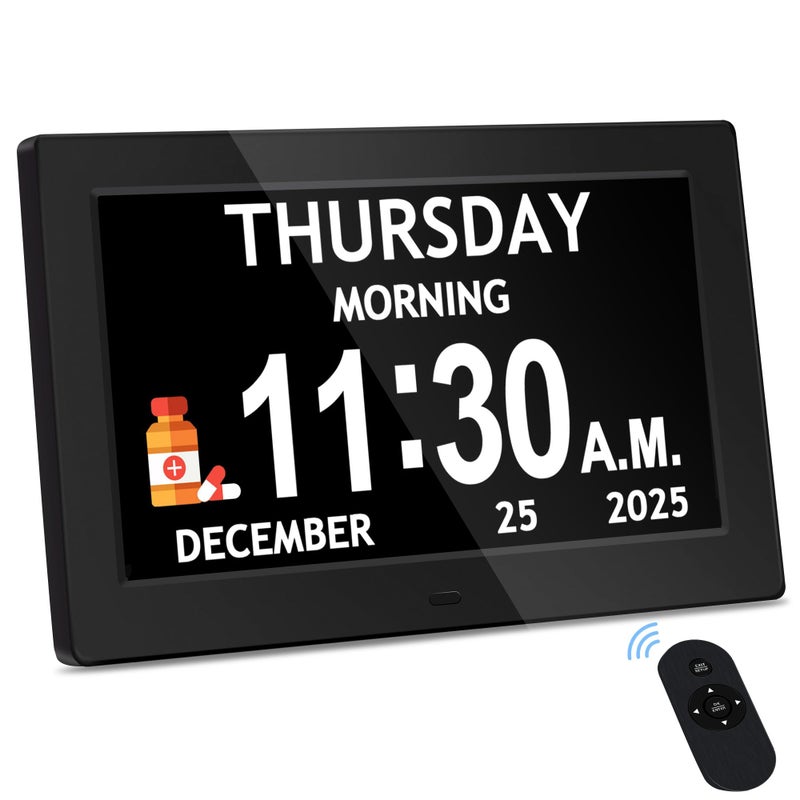 FLYRUIT 10.1'' Extra Large Digital Clock, 1280*800p HD Display, Dementia Clock For Seniors, Digital Clock With Date, Time, Day Of Week, 10 Reminders & 6 Alarms, Auto Dimming & DST, Remote Control, Black - Image 1