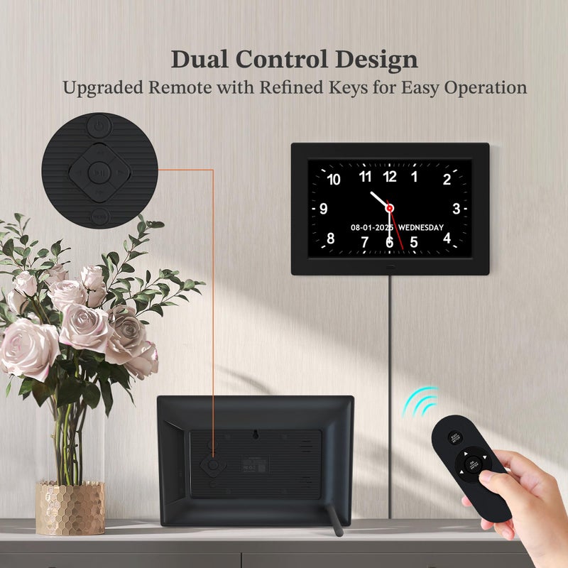 FLYRUIT 10.1'' Extra Large Digital Clock, 1280*800p HD Display, Dementia Clock For Seniors, Digital Clock With Date, Time, Day Of Week, 10 Reminders & 6 Alarms, Auto Dimming & DST, Remote Control, Black - Image 4