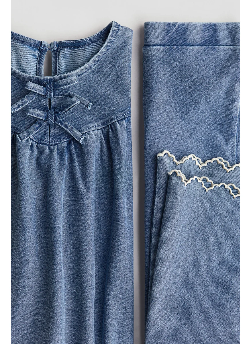 H&M 2-Piece Denim-Look Jersey Set