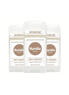 HUMBLE SIMPLE AND TRUE. HUMBLE BRANDS Aluminum-Free Deodorant, Vegan and Cruelty- free, Formulated for Sensitive Skin, Simply Unscented, 2.5 Ounce (Pack of 3) 