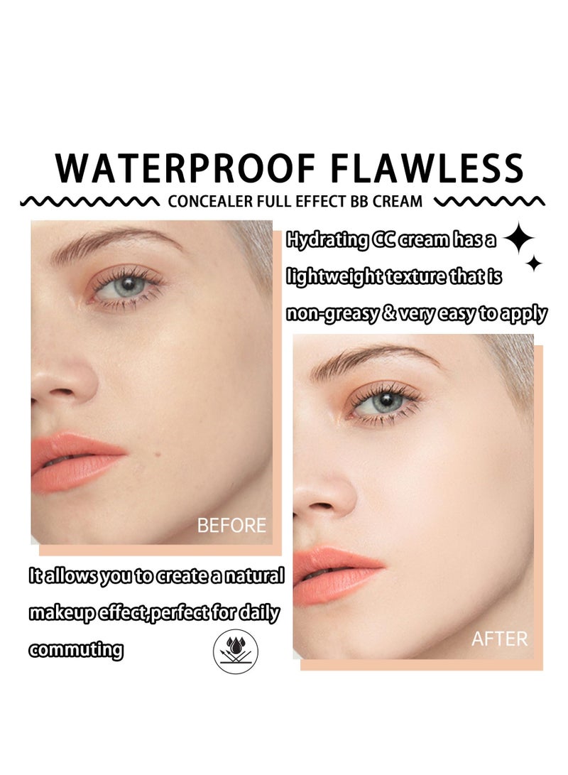 SYOSI Hydrating CC Cream with SPF 50+ PA++++, Waterproof Flawless Concealer Full Coverage BB Cream, Long Lasting Moisturizing Full Coverage Liquid Foundation, All-Day Hold, All Skin Types, Natural  - Image 3