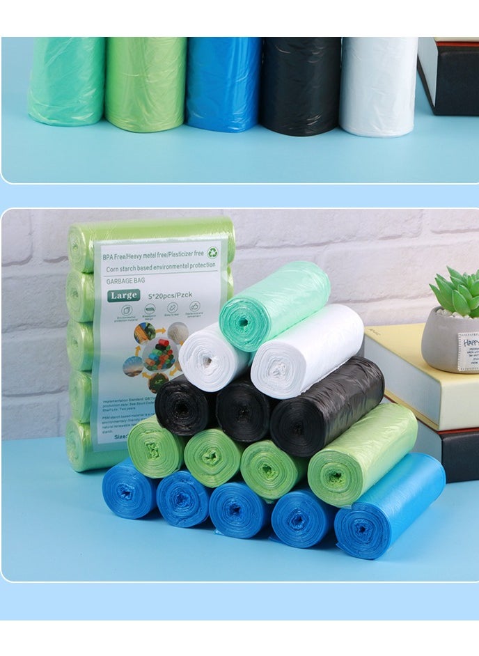 ShineShe - Garbage Bags Biodegradable Compact White 50x60cm (20pc x 5Rolls) 100 bags - Image 1