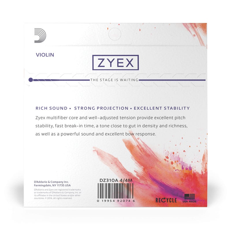 D'Addario D'Addario Zyex Violin String Set with Aluminum D, 4/4 Scale, Medium Tension  - Image 3