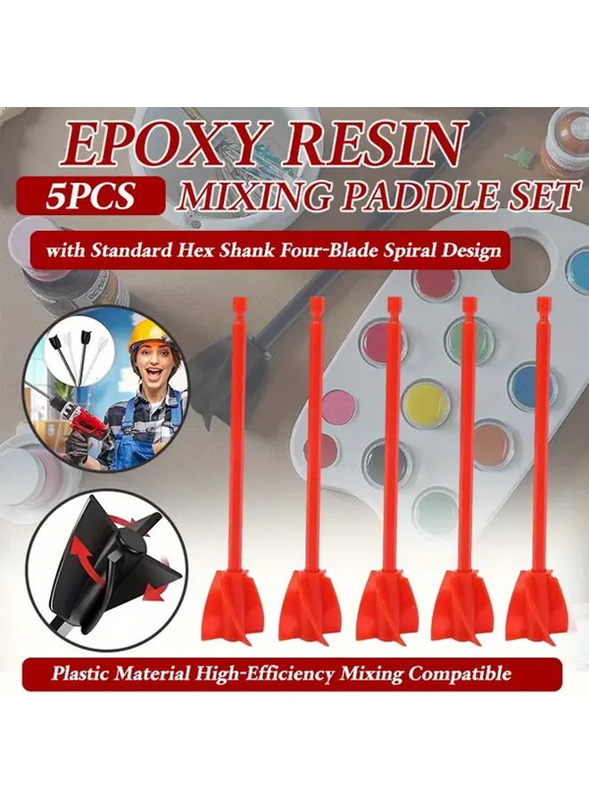 5pcs Black Epoxy Resin Mixing Paddle Set with Hex Shank for DIY Crafts - Image 2