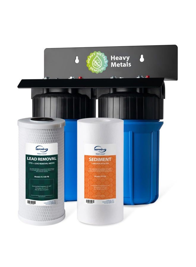 iSpring WGB21B-CPB 2-Stage Whole House Water Filtration System Reduces Arsenic, Cadmium, Mercury, Sediments, Chlorine, and up to 99% Lead, 1" Inlet/Outlet Ports - Image 1