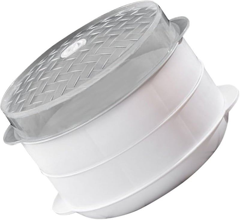 بخار ميكروويف مزدوج الطبقات مع غطاء حاويات مقاومة للحرارة من البولي بروبيلين للخضروات والأرز - Image 2