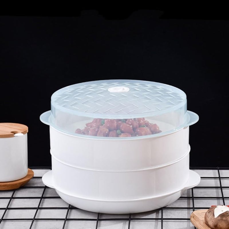 بخار ميكروويف مزدوج الطبقات مع غطاء حاويات مقاومة للحرارة من البولي بروبيلين للخضروات والأرز - Image 4