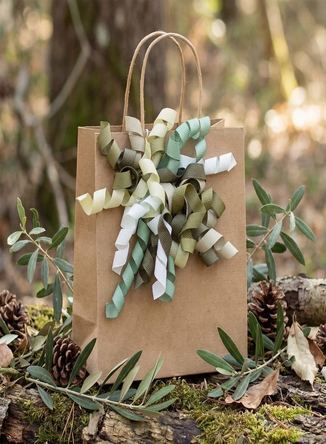 YKW Green Ombré Curly Gift Bows for Wrapping - 6 Pack Large 4" Self Adhesive Grosgrain Ribbon Bows for Nature Lovers, Earth Day, St. Patrick's & Woodland Theme Decorations - Image 3