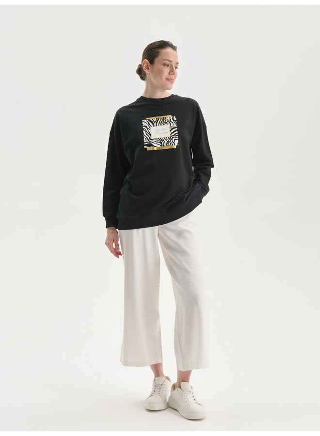 LC WAIKIKI Crew Neck Printed Women's Sweatshirt Tunic - Image 2