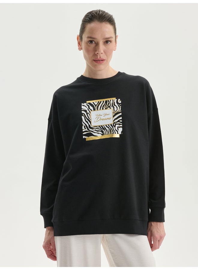 LC WAIKIKI Crew Neck Printed Women's Sweatshirt Tunic - Image 1