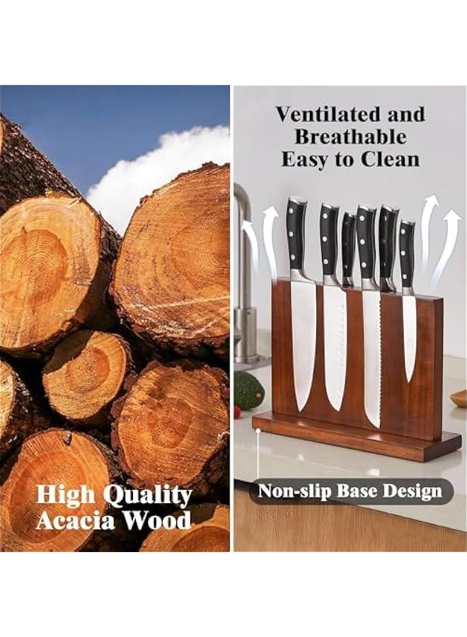TRASSLE Magnetic Knife Block Holder,Knife Organizer Wooden and Knife Storage Holder Rack,Kitchen Knife Stand Rack Shelf-Double Sided Powerful Magnetic,Knives Storage Block,Knife Display Stand  - Image 4