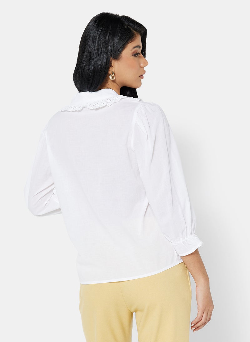 Jacqueline de Yong Broderie V-Neck Top - Image 2