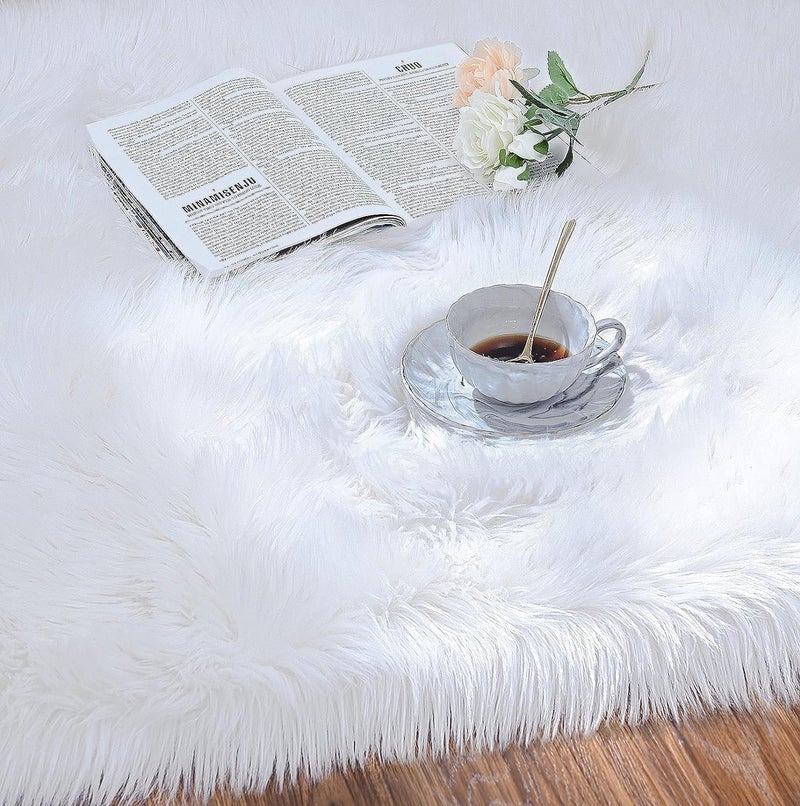 Drumil Soft and Good Rectangle Area Rugs Floor Mat Chair Sofa Cover Next to Carpet for Bedroom Living Room 2ft x 3ft White - Image 4